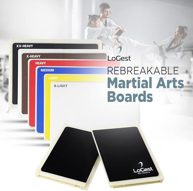 Logest Rebreakable Boards Martial Arts - Taekwondo Karate MMA Boards - Reusable Plastic Training Breaking Boards for Kids & Adults Available in 6 Levels of Difficulty Taekwondo Boards for Breaking