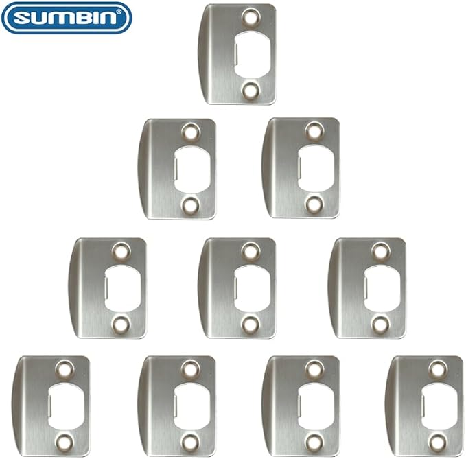 10 Pack Door Latch Strike Plate Door Lock Strike Plate Repair Kits Reinforcement for Door Frame Repair Stainless Steel Finish
