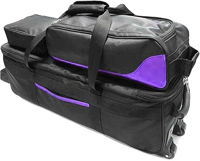 Pyramid Path Triple Tote Roller Plus Bowling Bag with Detachable Shoe Bag (Fits US Mens Size 15), Accessory and Side Pocket, Lightweight Travel Design