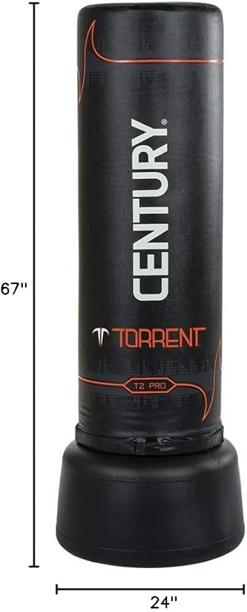 Century Torrent Freestanding Punching Bags - T1 or T2 Options | Black Free Standing Training Heavy Bag | Ideal for Martial Arts, Boxing, Kickboxing and Cardio Workouts | Designed for Men and Women