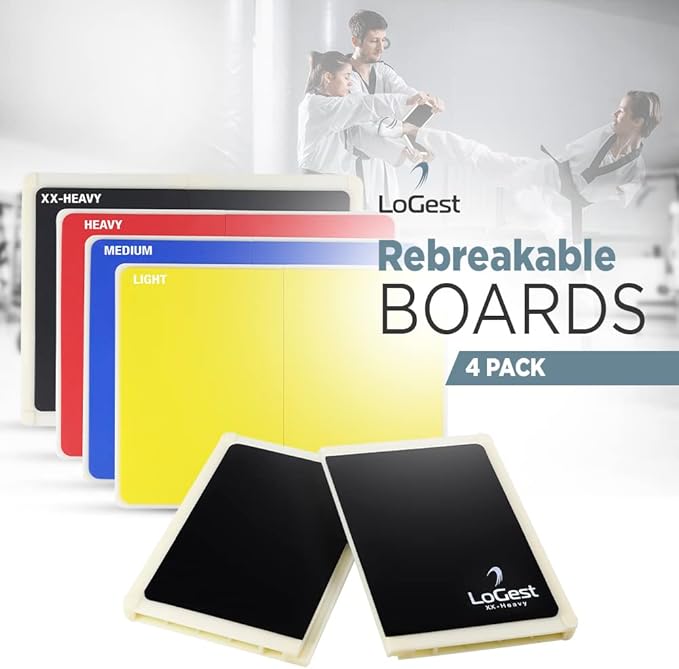 Logest Rebreakable Boards Martial Arts - Taekwondo Karate MMA Boards - Reusable Plastic Training Breaking Boards for Kids & Adults Available in 6 Levels of Difficulty Taekwondo Boards for Breaking