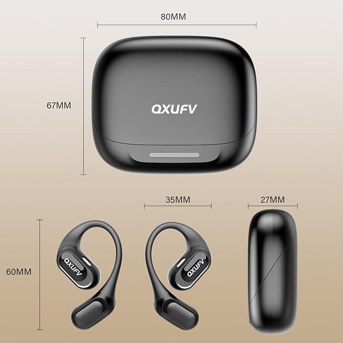 Open Ear Headphones, Bluetooth 5.4 Headphones Sports, Premium Sound with HD Mic Wireless Earbuds, 48H Playtime LED Power Display Ear Buds, IPX7 Lightweight Comfort Earphones for Running, Working