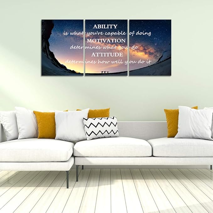 3 Panels Successful Inspirational Posters Quotes Wall Art Ability Modern Motivational Painting Picture Prints on Canvas Artwork Motto for Office Bedroom Decor Living Room Home Decor (16”Hx36”W)