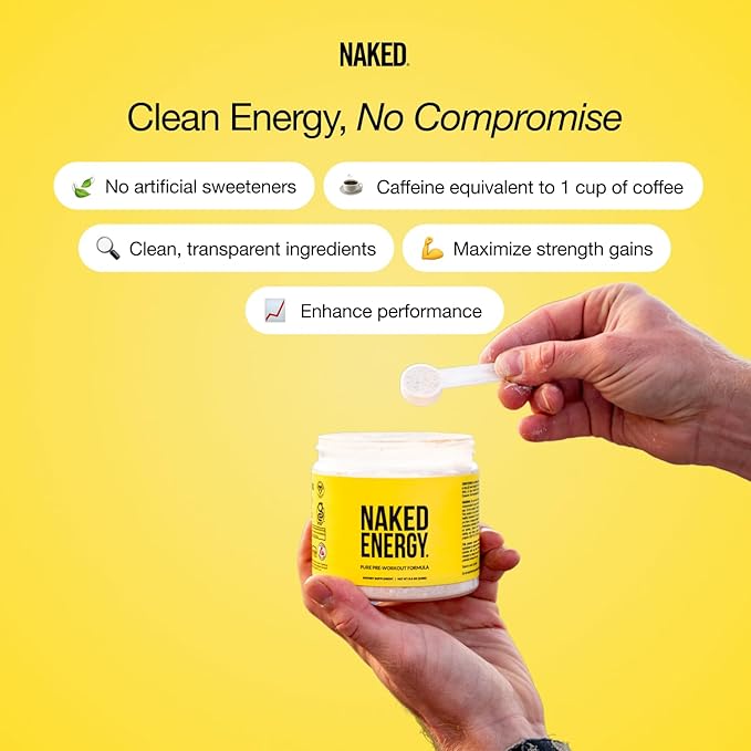 NAKED Fruit Punch Energy - Clean Pre Workout Supplement for Men and Women, Vegan Friendly, No Added Sweeteners, Colors Or Flavors - 30 Servings