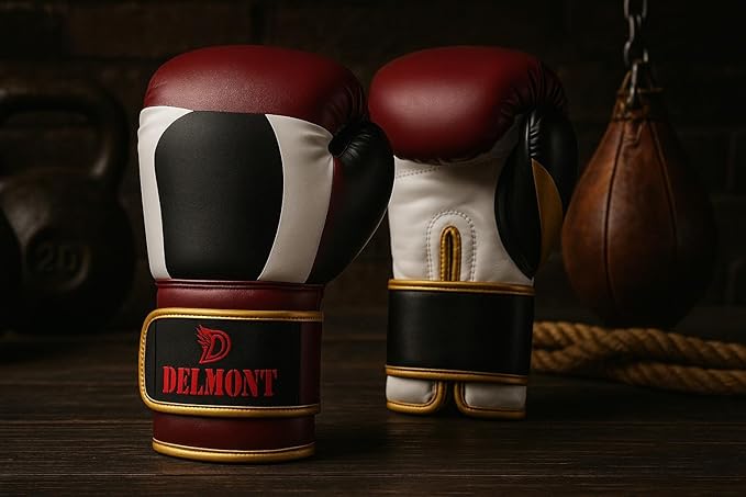 Delmont Boxing Gloves for Men and Women - Heavy Bag, Kickboxing, Sparring & Training Gloves with Multi-Layer Padding, Wrist Support & Breathable Lining - Pro Gloves for Adult Fighters & Beginners