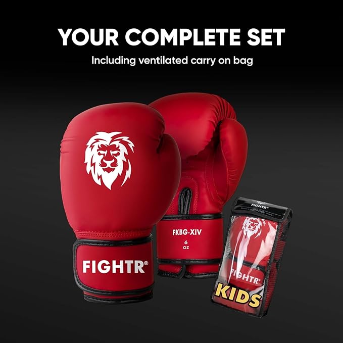 FIGHTR® Kids Boxing Gloves and More Stability | Junior Boys and Girls | Boxing, MMA, Muay Thai, Kickboxing & Martial Arts 04 06 oz | incl. Carry Bag