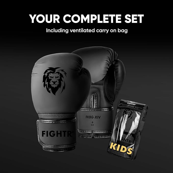 FIGHTR® Kids Boxing Gloves and More Stability | Junior Boys and Girls | Boxing, MMA, Muay Thai, Kickboxing & Martial Arts 04 06 oz | incl. Carry Bag