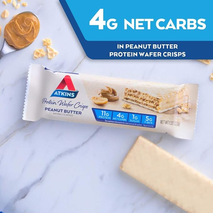 Atkins Chai Tea Latte Protein Shake with 15g Protein, 3g Net Carb, 1g Sugar + Atkins Peanut Butter Protein Wafer Crisps with 10g Protein, 4g Net Carb, 1g Sugar, 5 Count