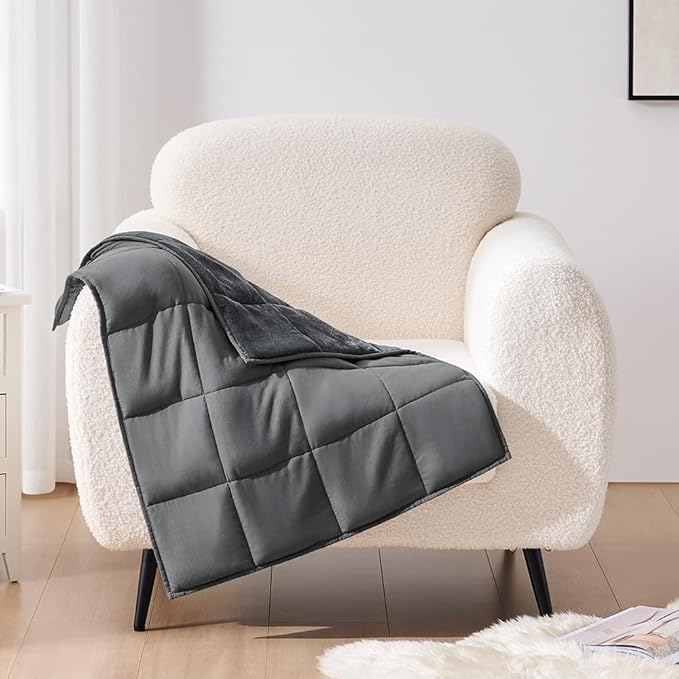 L'AGRATY Weighted Lap Blanket 7lb: Small Weighted Blankets for Adults Portable Travel - Cooling Pad Blanket for Relaxation Sleeping - Cozy Lap Washable All-Season(29" x 24")