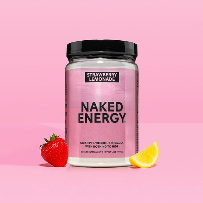 NAKED Strawberry Lemonade Energy - Clean Pre Workout Supplement for Men and Women, Vegan Friendly, No Added Sweeteners, Colors Or Flavors - 30 Servings