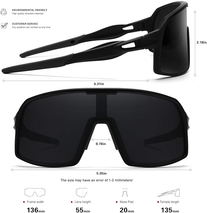 Polarized Sports Sunglasses for Men and Women Cycling Glasses UV Protection Goggles for Mountain Bike Running Fishing