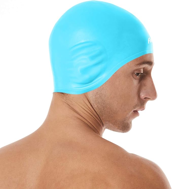 Firesara Swim Cap, Original Updated Swimming Cap 3D Ergonomic Design Comfortable Durable Ear Protection for Women Kids Men Adults Boys Girls for Long or Short Hair with Nose Clip and Ear Plugs