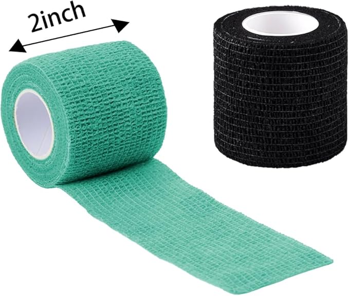 100 Rolls Self Adhesive Bandage Wrap 2 inch Cohesive Bandage Wrap Stretch Bandages Wraps Tape Black Elastic Self-Adherent Tape for Wrist Ankle Sports Swelling Sprains