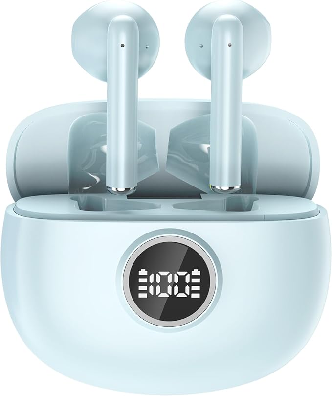 Wireless Earbuds Bluetooth 5.3 Headphones in Ear with 4 ENC Mic, 40 Hrs Lightweight Sport Bluetooth Earbuds, Deep Bass Stereo Ear Buds, LED Display/IP7 Waterproof Wireless Earphones