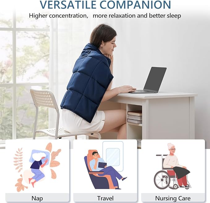 L'AGRATY Weighted Lap Pad 7lb: Small Weighted Blanket for Adults - Cooling, Portable Travel - Washable All-Season (29" x 24")