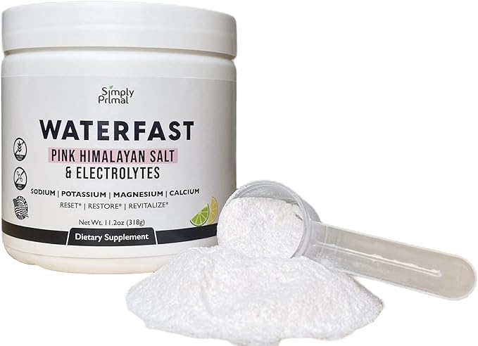 WATERFAST Keto Electrolyte Powder for Fasting and Hydration - Lemon Lime Flavor | Pink Himalayan Salt (Sodium), Potassium, Magnesium, Calcium | Sugar Free, Gluten Free, Soy Free