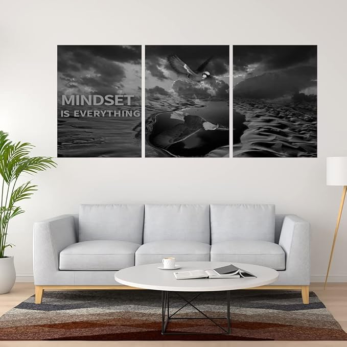 Yetaryy 3 Panels Inspirational Canvas Painting Motivational Wall Art Success Framed Poster Grind Hustle Positive Quotes Wall Poster Office Inspirational Wall Decor 36''W x 16''H (Animals-HeiYing-3S)