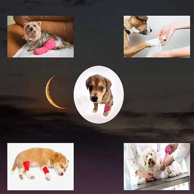 10 Pack Self Adherent Bandage Wrap Elastic Cohesive Bandage Self Adhesive Tape Vet Wrap Tape 2 Size (8Pack 2'' and 2Pack 1''), Red