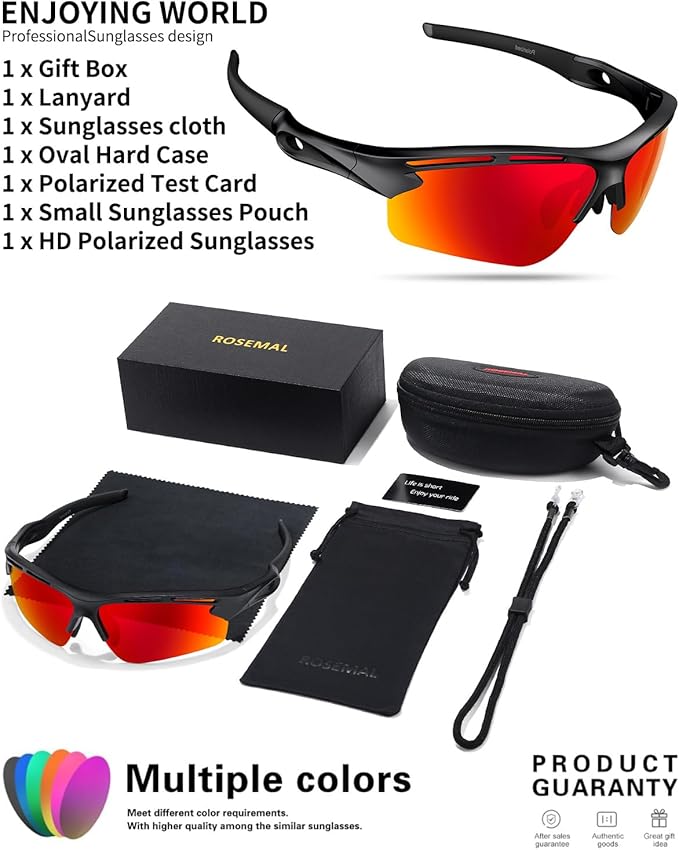 Polarized Sports Sunglasses for Men Women,UV400 Protection Sunglass for Running Cycling Fishing Hiking TR90