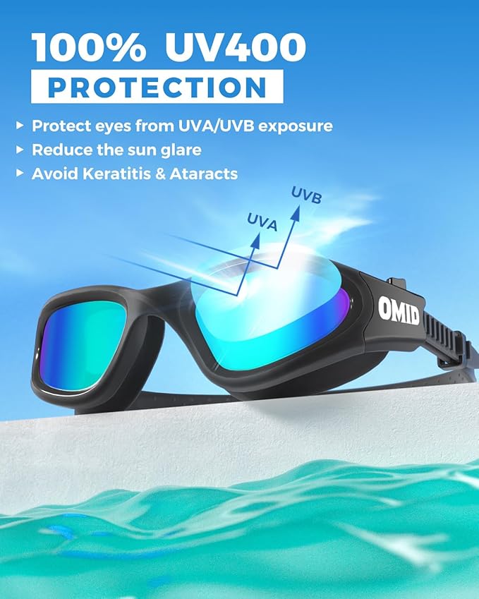 OMID Swim Goggles, P2 Polarized Swimming Goggles for Men Anti-fog Goggles Swimming for Adult Women