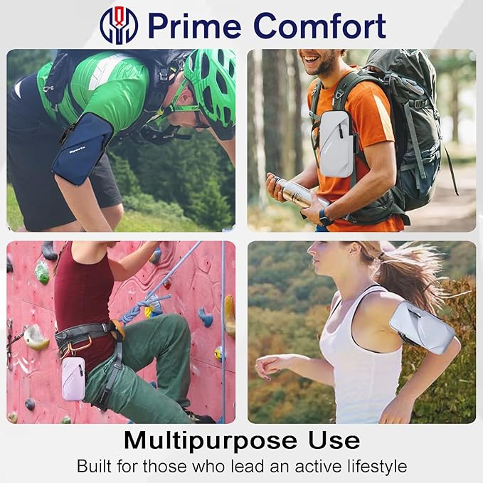 Cell Phone Carrier - Arm Band, Cross Body Bag, Holster for Women - Walking, Running - Light Blue