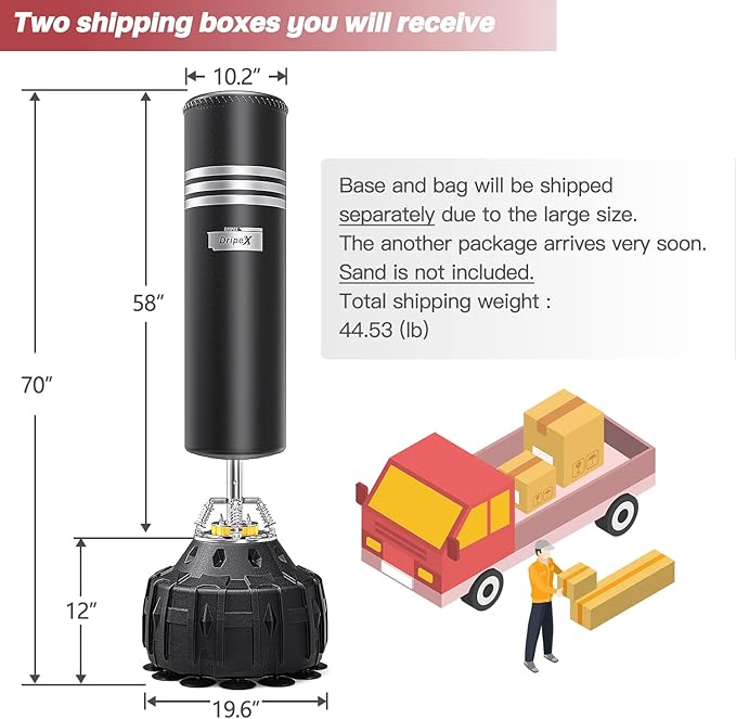 Dripex Freestanding Punching Bag, Heavy Boxing Bag with Stand for Adult Youth - Men Standing Boxing Punch Bag for Home Gym Workout