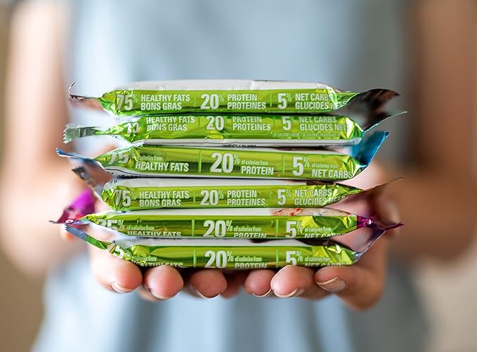 No Sugar Keto Bar Snack - Low Carb No Sugar Keto Snack Food with Keto Friendly Macros (12 x 1.41oz Bars, Birthday Cake)