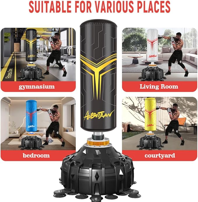 Freestanding Punching Bag with Boxing Gloves, Boxing Bag with Suction Cup Base for Adult Teens-Standing Kickboxing Bag for Home Office Gym