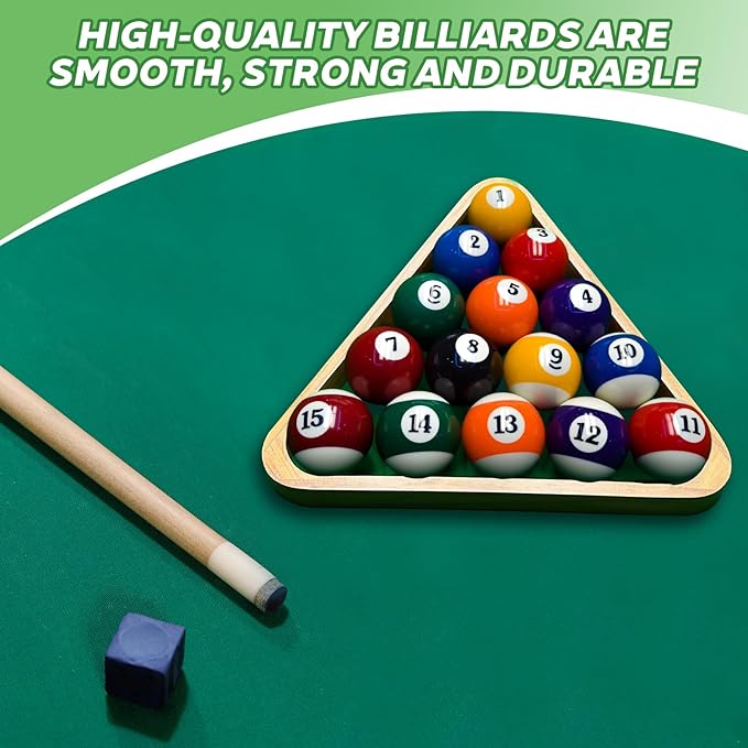 Billiard Balls Set 2-1/4" Regulation Size Pool Table Balls for Replacement (16 Resin Balls)