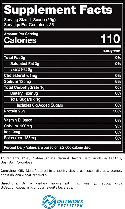 Outwork Nutrition Whey Isolate Protein Powder - Accelerates Muscle Building & Recovery - Low Lactose, Gluten-Free - Post Workout Supplement - Enhanced Protein Synthesis, Vanilla, 1.6lbs