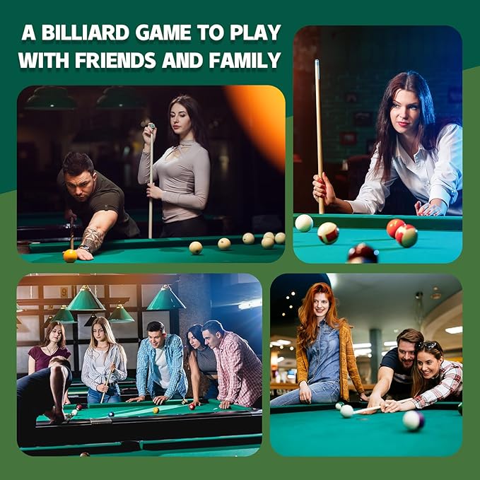 95pcs Pool Table Accessories Set - Balls, Triangle, Rack, Cue, Chalk, Tips, Stickers, Cloth, Brush & Cleaner Set