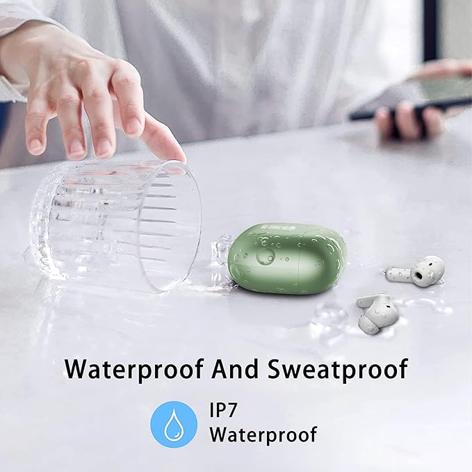 Wireless Earbuds, Bluetooth 5.4 Headphones in Ear with 4 ENC Noise Cancelling Mic, New Wireless Earphones HiFi Stereo Deep Bass 40H Playtime, in-Ear Bluetooth Earbuds LED Display IP7, USB-C, Green