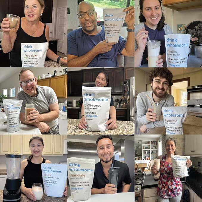 drink wholesome Chocolate Maple Egg White Protein Powder | for Sensitive Stomachs | Gut Friendly | Additive & Dairy Free | No Artificial Sweeteners | No Bloating or Gas | No Constipation or Diarrhea