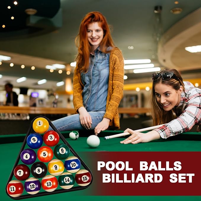Jenaai 55 Pcs Pool Table Accessories 16 Pcs Billiard Balls 6 Set Pool Sticks Triangle Diamond Ball Holder Cue Chalks Cue Tip and Brush Set