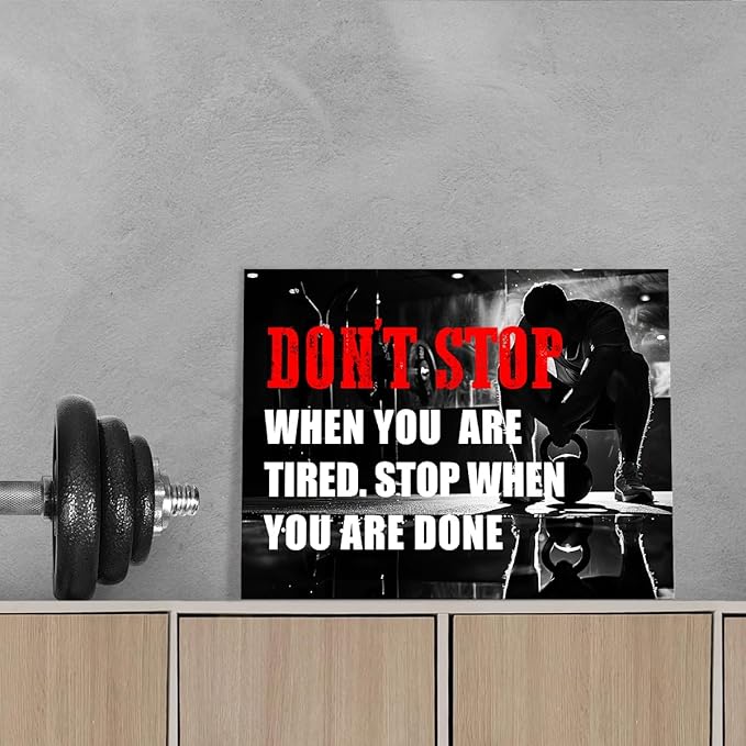 OTINGQD Inspirational Gym Wall Decor,Fitness Quotes Wall Art,Don't Stop When You're Tired Stop When You're Done Canvas Wall Decor for Home Gym