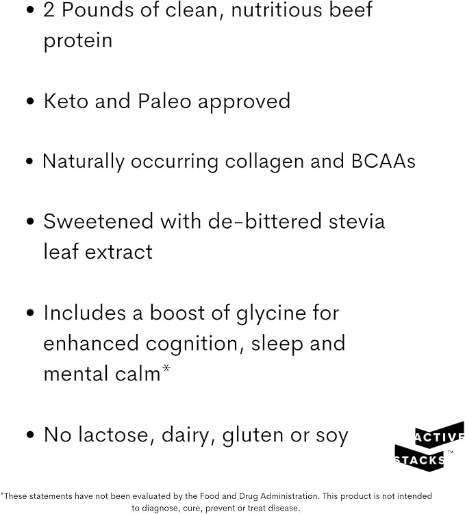 Beef Protein Isolate Powder, Chocolate - Dairy Free with Natural Collagen for Keto, Paleo, Bone Broth & Low Carb Diets, 2 Pound