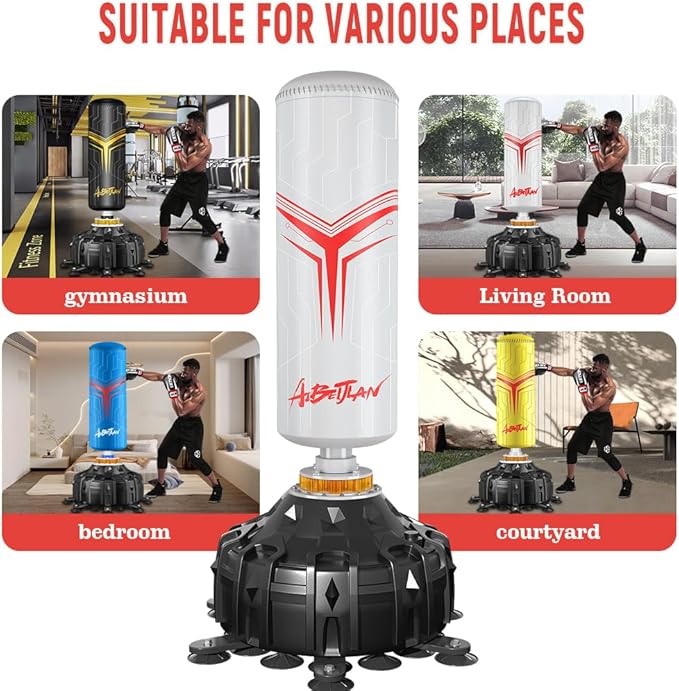Freestanding Punching Bag with Boxing Gloves, Boxing Bag with Suction Cup Base for Adult Teens-Standing Kickboxing Bag for Home Office Gym