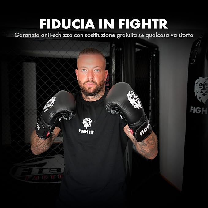 FIGHTR® Pro Boxing Gloves Made of Genuine Leather | Men and Women | for Boxing, MMA, Muay Thai, Kickboxing & Martial Arts 10 12 14 16 oz | incl. Carrying Bag