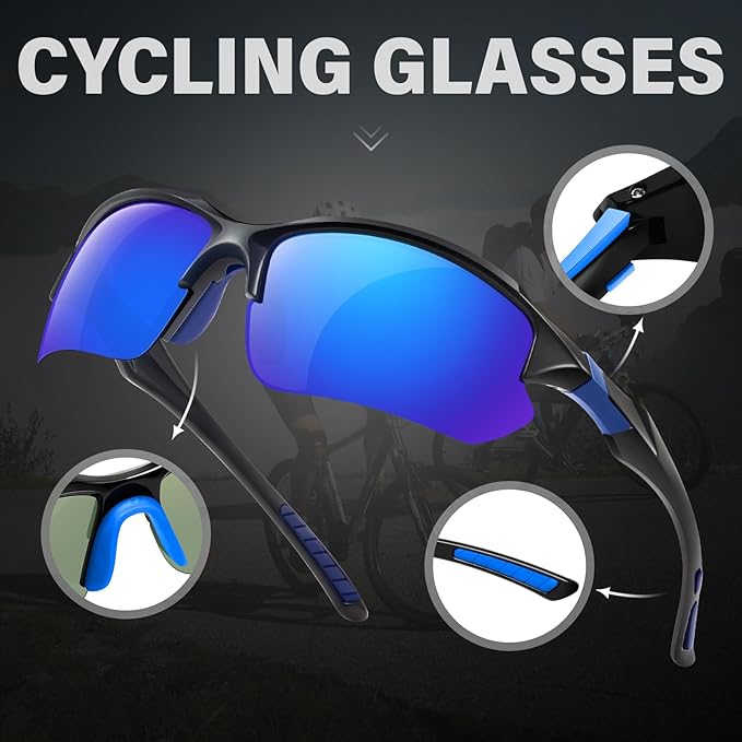 Sports Polarized Sunglasses for Men Cycling Running Fishing UV Protection Sun Glasses Lightweight Half Frame Goggles