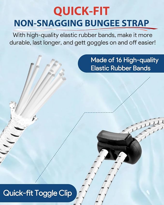 Swim Goggles, Polarized Adult Swimming Goggles Bungee Strap No Hair Pulling Anti-fog Pool Goggles for Men Women