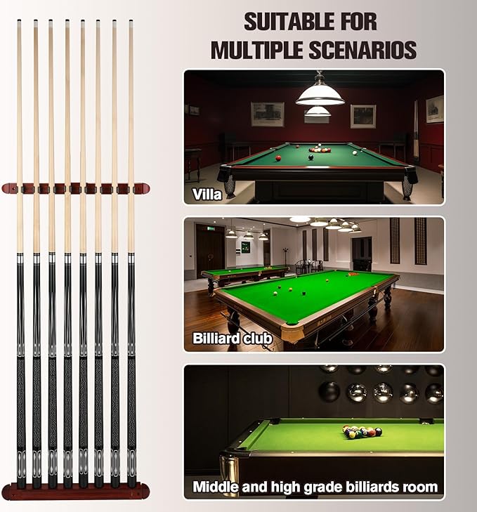 Pool Stick Holder - Wall Mounted with 6/8 Stick Capacity