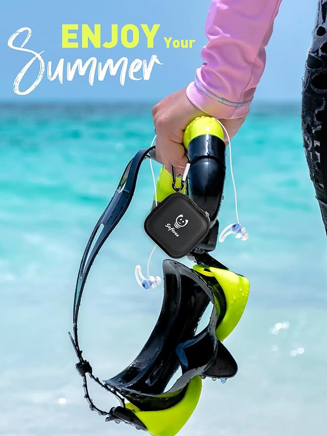 Ear Plugs for Swimming Surfing with Lanyard, Block Out Water Let Sound in, Reusable Comfy Custom-fit Swim Waterproof earplugs Men Women for Swimmer Shower Pool Bath Water Sports