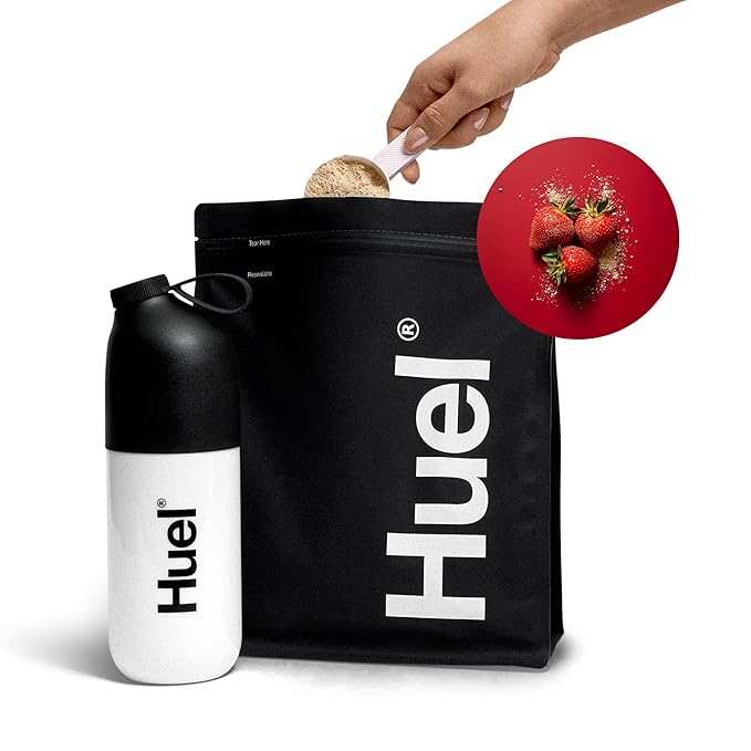 Huel Black Edition | Strawberry Shortcake 40g Vegan Protein Powder | Nutritionally Complete Meal | 27 Vitamins and Minerals, Gluten Free | 17 Servings | Scoop not included to reduce plastic