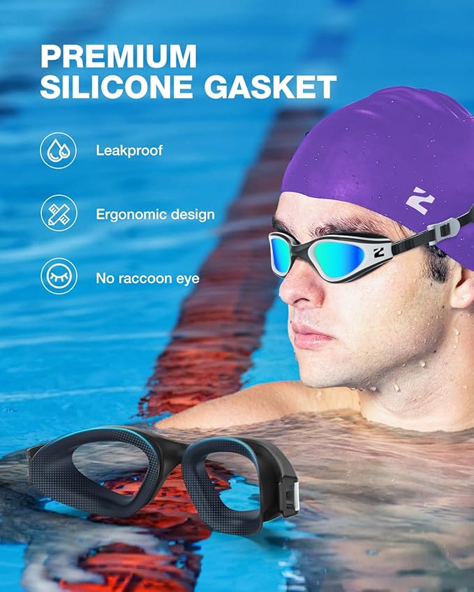 ZIONOR G1 Lite Swim Goggles with Swim Cap Comfortable Anti-fog Swimming Goggles Cap Set for Adult Men Women