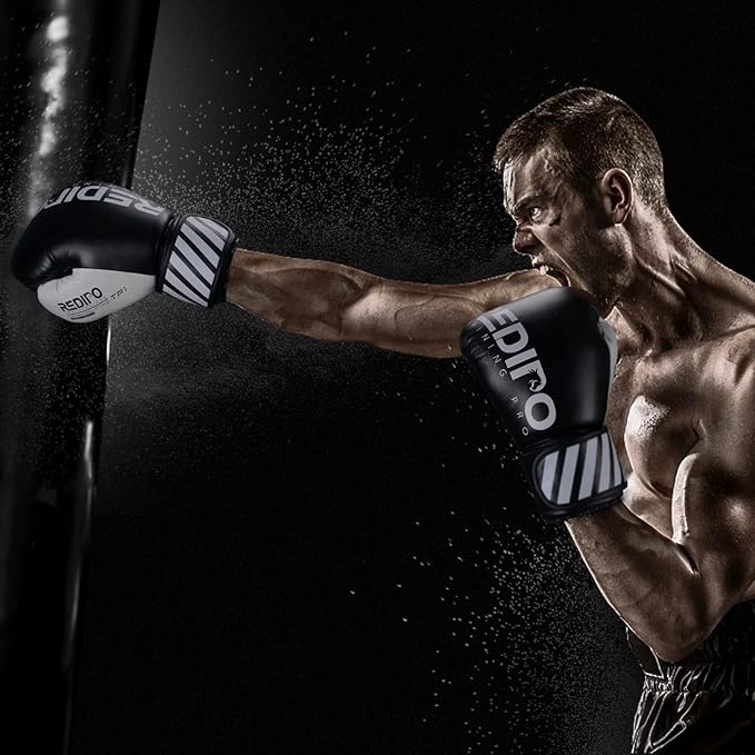 Boxing Gloves for Men & Women, Premium Leather Sparring Heavy Bag Training Gloves, Pro Punching Bag Gloves for Muay Thai, Kickboxing, MMA