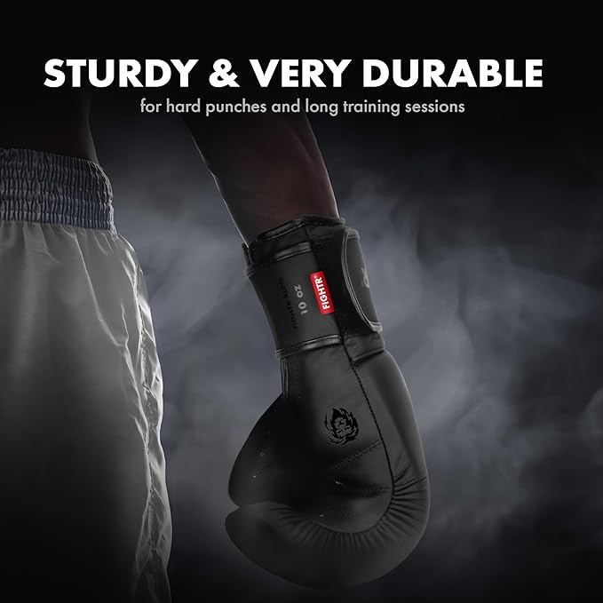 FIGHTR® Pro Boxing Gloves Made of Genuine Leather | Men and Women | for Boxing, MMA, Muay Thai, Kickboxing & Martial Arts 10 12 14 16 oz | incl. Carrying Bag