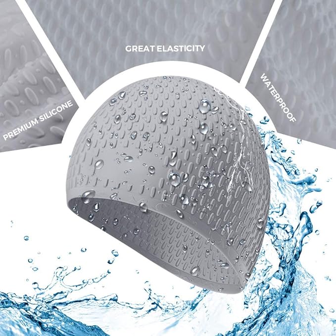 Tripsky Silicone Swim Cap,Comfortable Bathing Cap Ideal for Curly Short Medium Long Hair, Swimming Cap for Women and Men, Shower Caps Keep Hairstyle Unchanged…