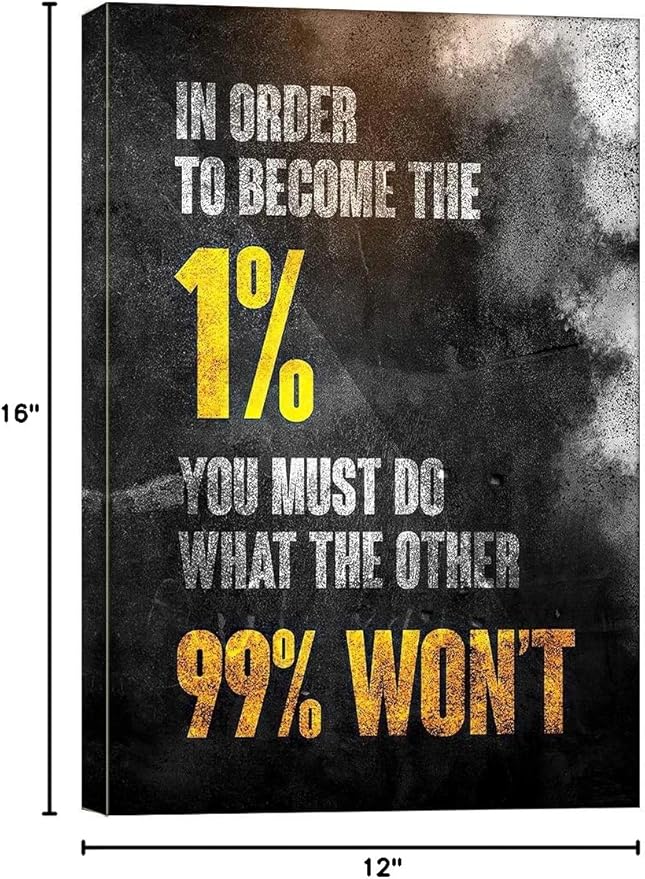 KaiLeFu-1% Entrepreneur Motivational Canvas Wall Art -Inspirational Wall Art Poster Quotes - Canvas Artwork Picture Print Framed for Home Office Bathroom Bedroom Bathroom Wall Decor-12 x16