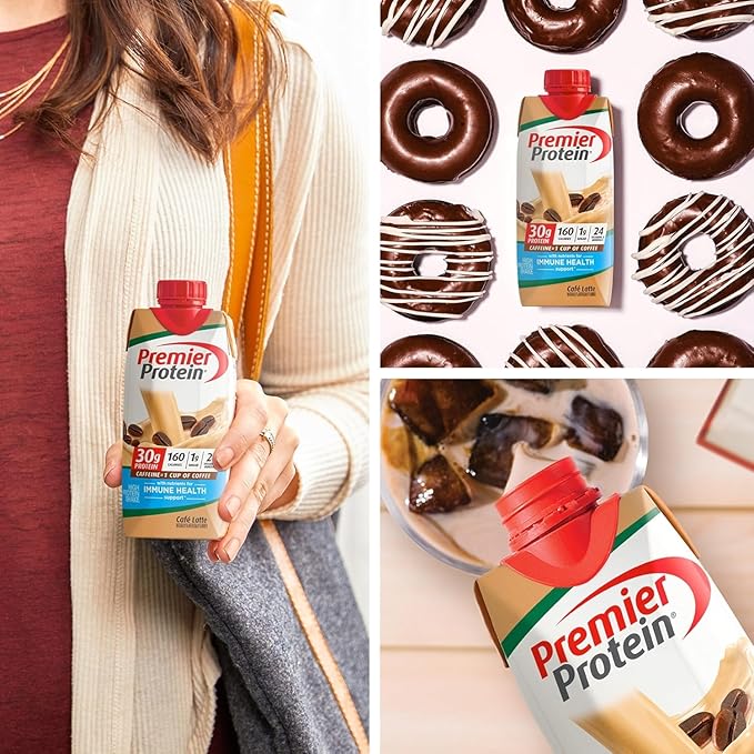 Premier Protein Protein Shake, Cafe Latte, 30g Protein, 1g Sugar, 11 fl oz Pack of 12