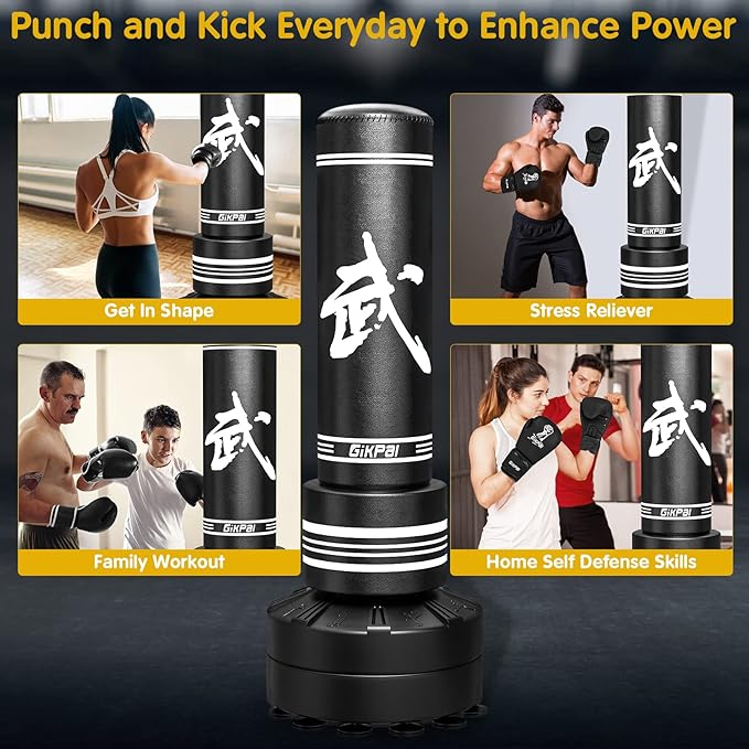 GIKPAL Freestanding Punching Bag with Boxing Gloves, Heavy Boxing Bag with Stand for Adult, Kickboxing Bag for MMA Martial Arts Boxing Traning